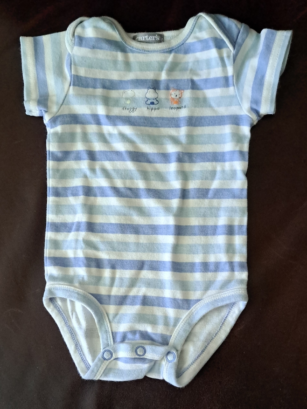 Carter's Light Blue & White Striped Baby Bodysuit with Animal Motif